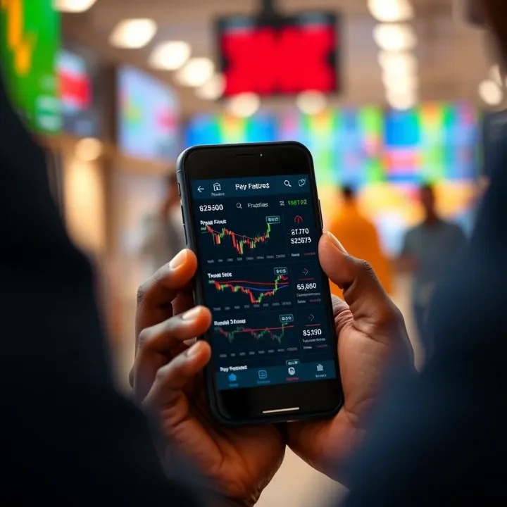 User interface showing popular features of a Nigerian trading app on a smartphone screen