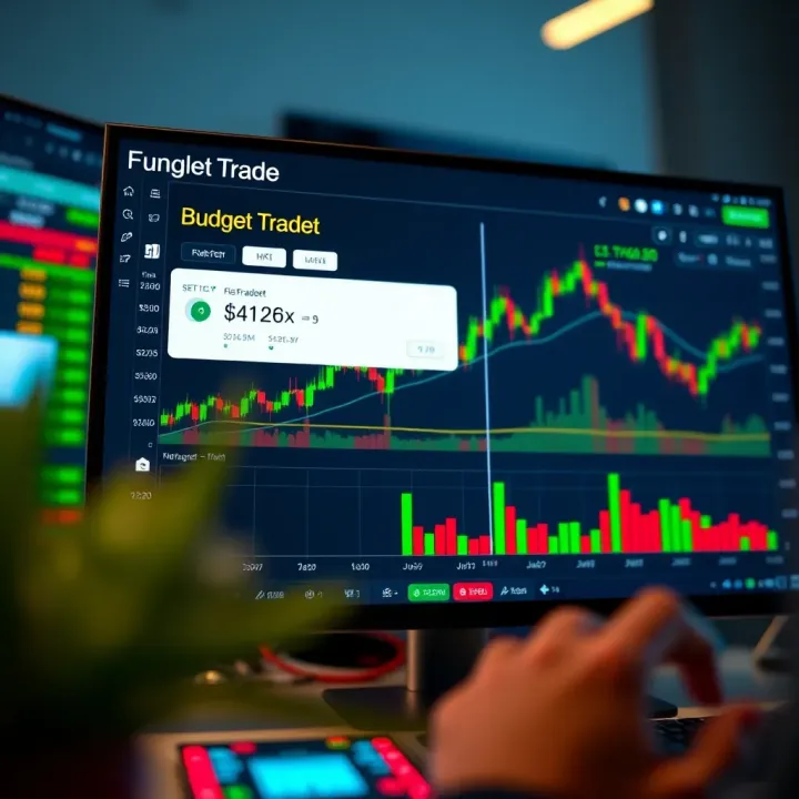 Forex Trading Platform Displaying Budget Trade and Risk Management Screenshot of a forex trading platform interface showing a small budget trade setup with risk management tools