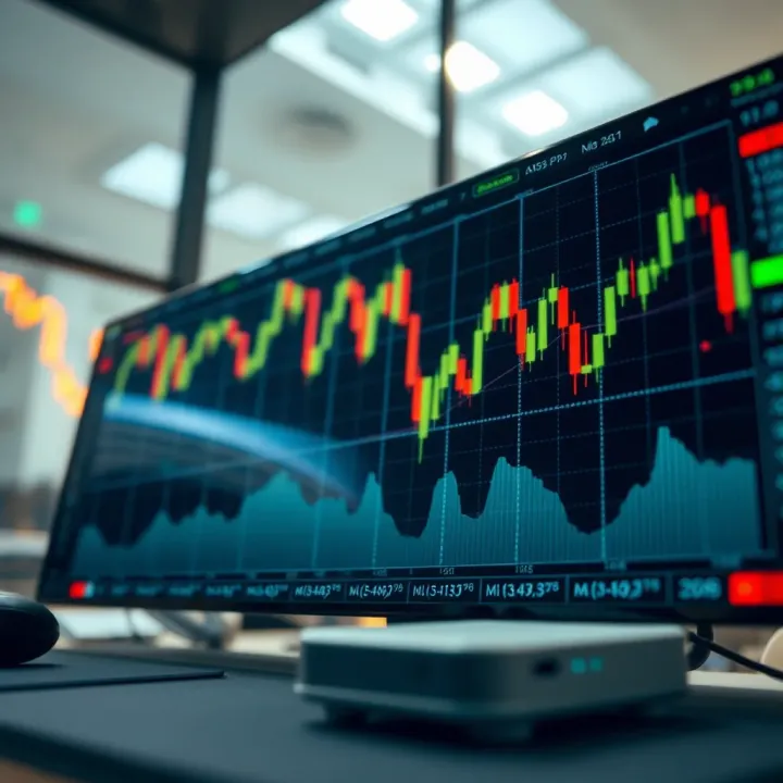 Chart displaying currency price movements with indicators illustrating forex market analysis