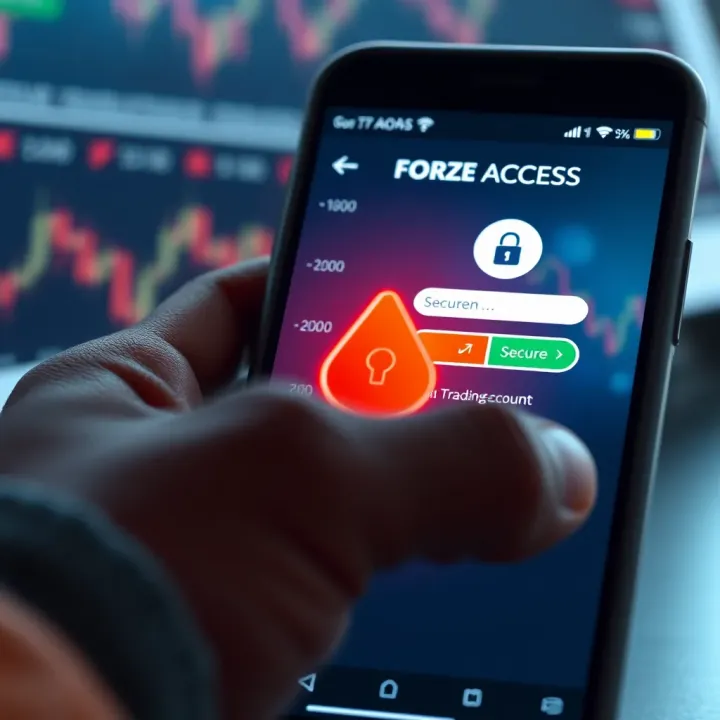 Secure login screen on a mobile device emphasizing trading account protection