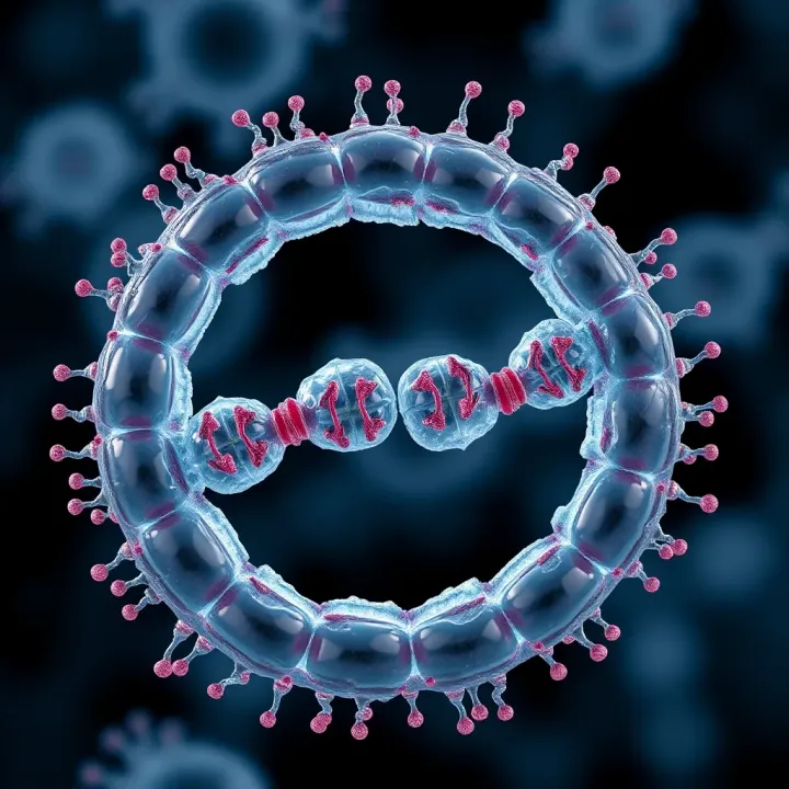 Stages of Binary Fission in Bacteria Diagram illustrating stages of binary fission in bacteria with clear separation of genetic material