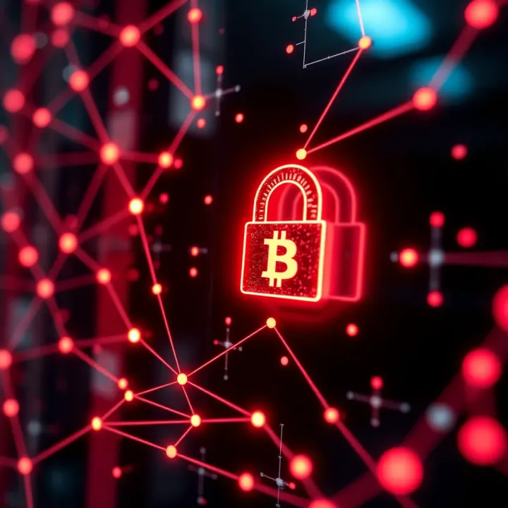 Abstract representation of encrypted identity with network lines and a glowing padlock symbolizing security and anonymity