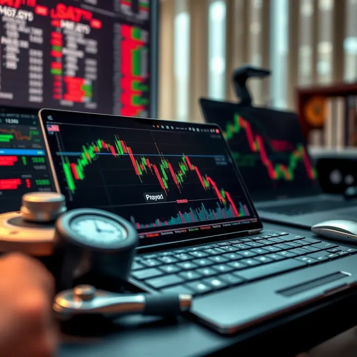 Conceptual graphic of risk management tools and financial charts in trading