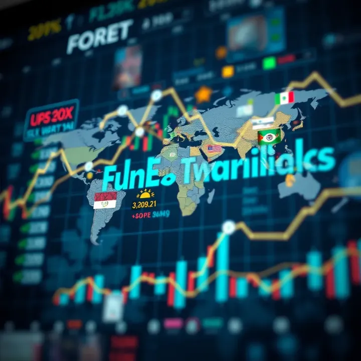 Illustration of global currencies interconnected with economic events impacting forex market