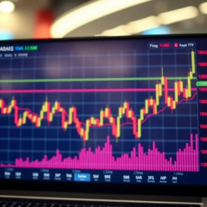 Graph showing currency exchange rates on a digital trading platform