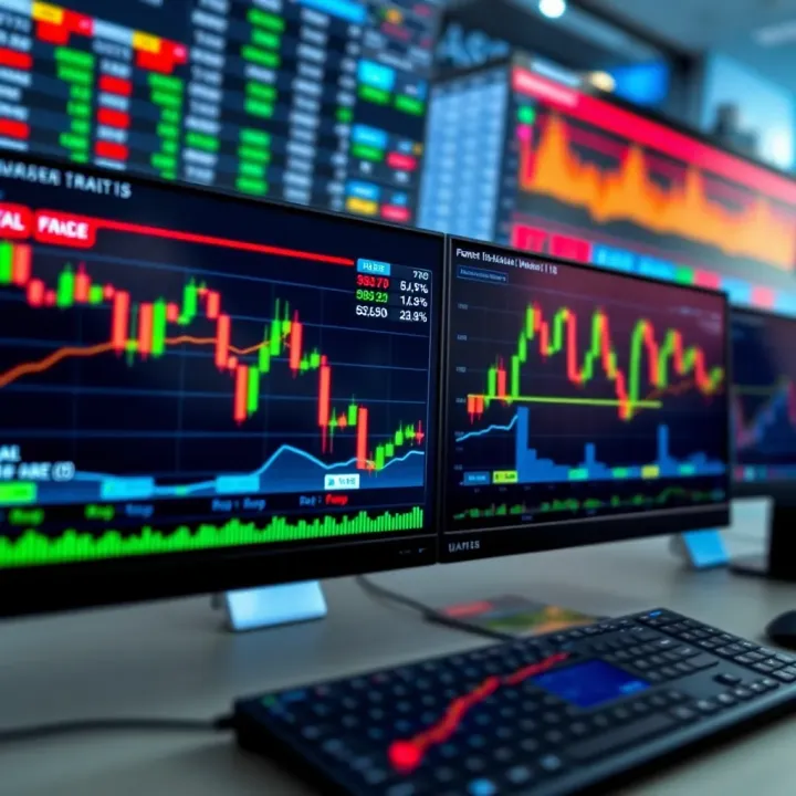 Dashboard of a forex trading platform showing currency pairs and market charts