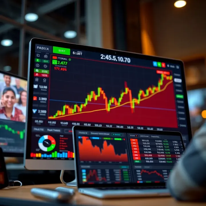 Illustration of a computer screen displaying forex trading platform with Nigerian financial data