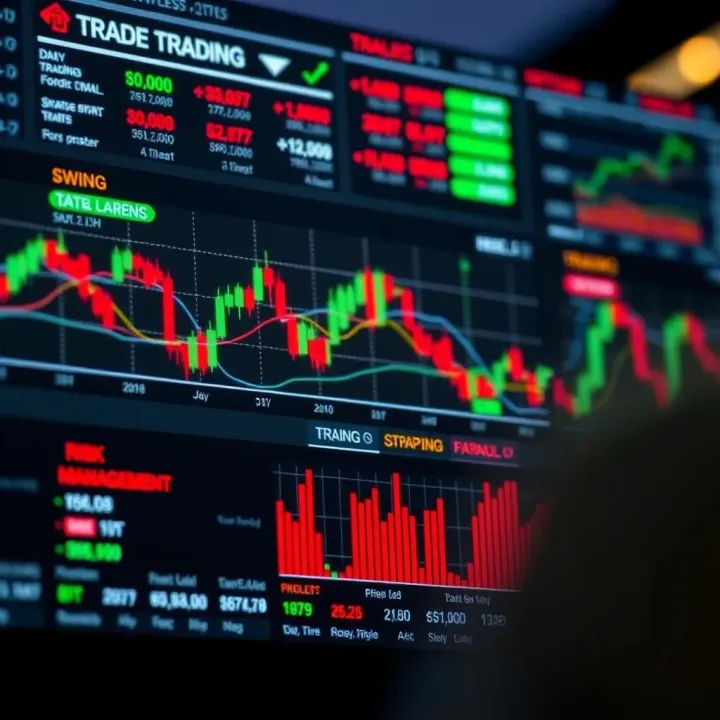 Chart illustrating trading styles such as day trading, swing trading, and scalping with risk management elements