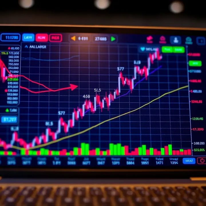 Graph illustrating upward trends and binary options trading strategies