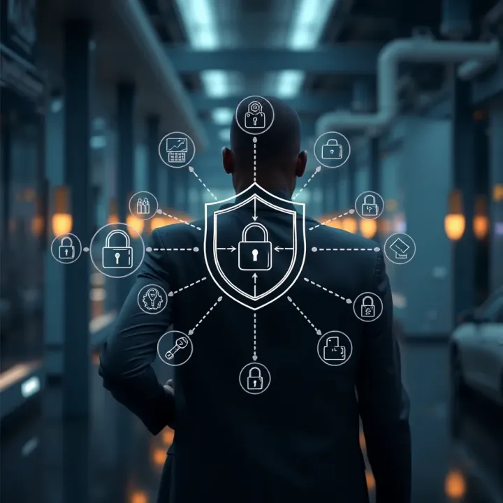 Strategic Risk Protection for Nigerian Businesses Illustration of interconnected security icons representing business protection strategies