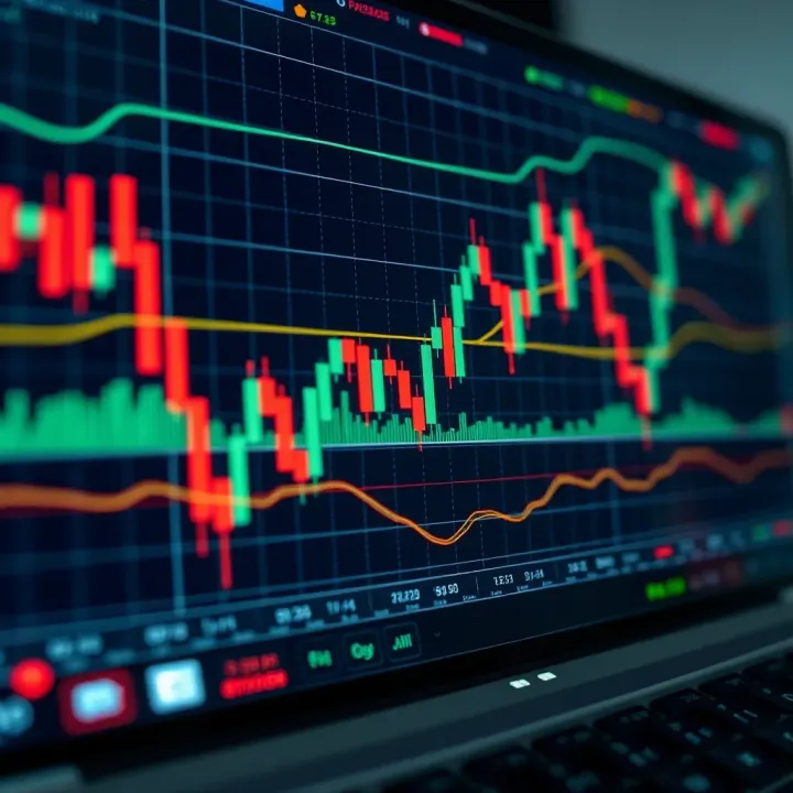 Using Bearish Candlestick Patterns with Technical Analysis Tools Combination of bearish candlestick signals with technical indicators on a trading screen for enhanced market analysis