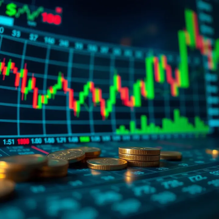 Forex trading concept with currency symbols and charts indicating market analysis