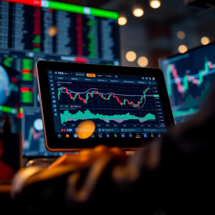 Navigating Forex Trading Platforms and Tools Effectively Digital device displaying forex trading platform interface with charts and financial data