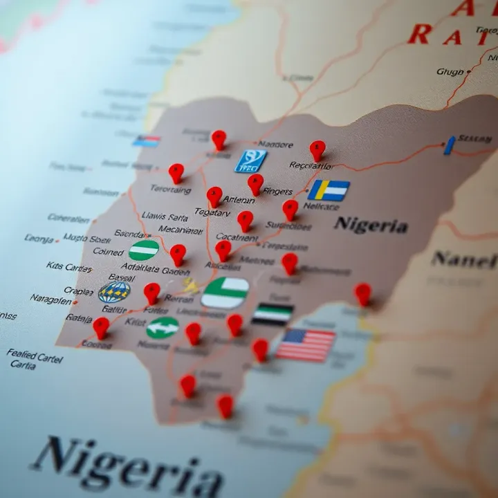 Overview of Forex Brokers and Regulatory Environment in Nigeria Map of Nigeria highlighting major cities with icons of forex brokers and regulatory symbols