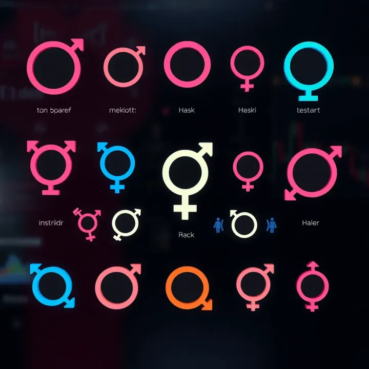 Illustration showing a diverse collection of gender symbols including variations of the non-binary icon highlighting inclusivity and recognition