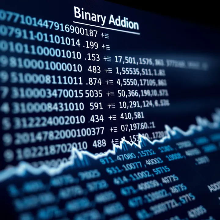 Comparison chart illustrating differences between binary and decimal addition methods