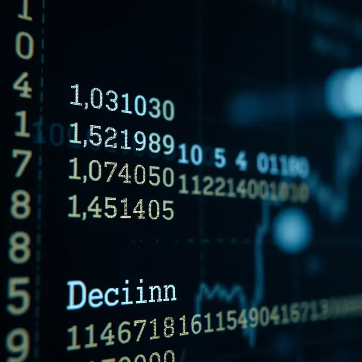 Illustration showing the conversion of decimal numbers into binary format