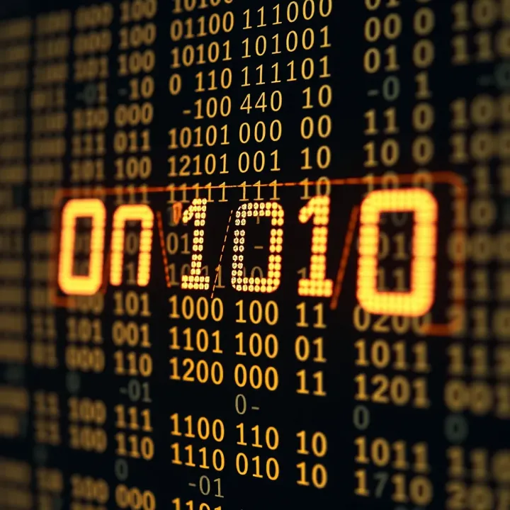 Diagram illustrating the binary number system with bits representing values of powers of two
