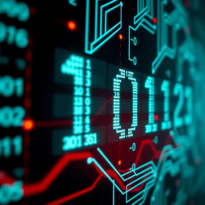 Binary Digits as Fundamental Units of Data Representation Diagram showing binary digits representing data with zeros and ones in a digital circuit