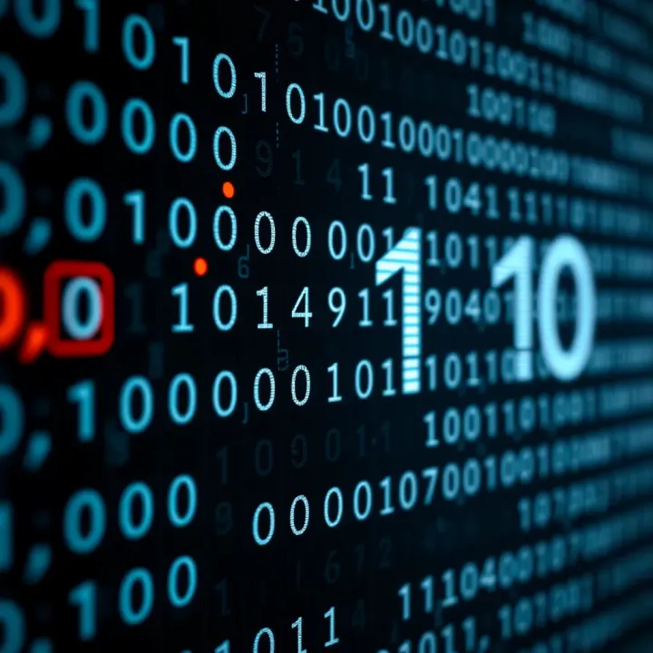 Binary Numeral System in Digital Computing Diagram showing the binary numeral system with zeros and ones representing digital data