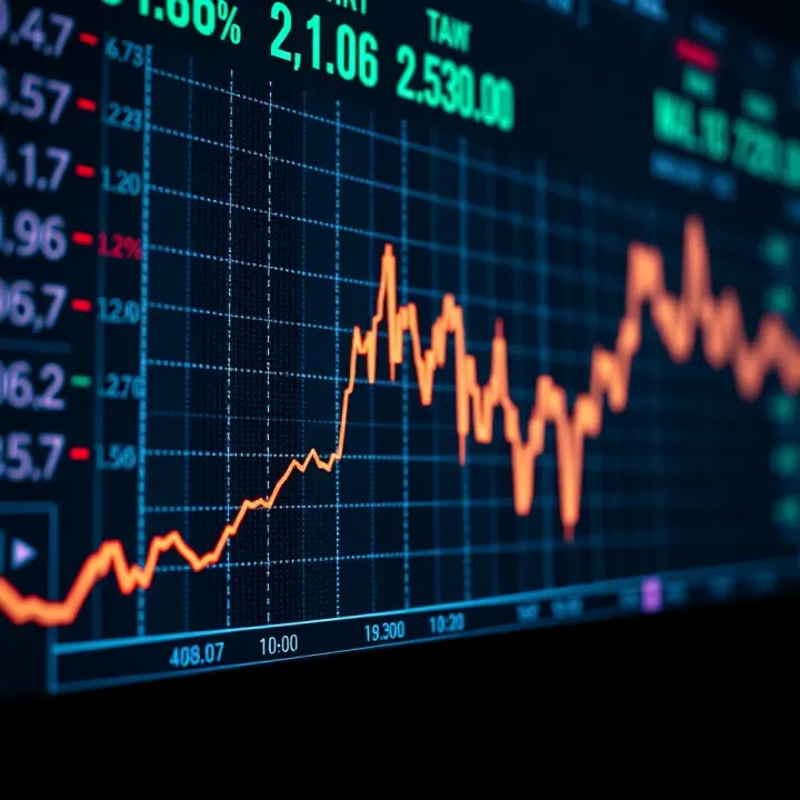 Graph showing upward and downward trends representing binary investment options