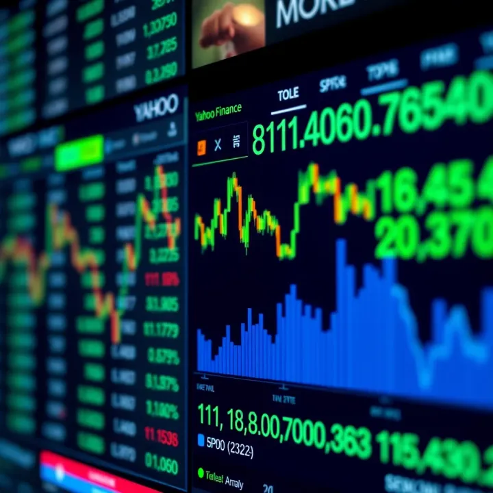 Screenshot showing Yahoo Finance interface displaying financial data in binary format