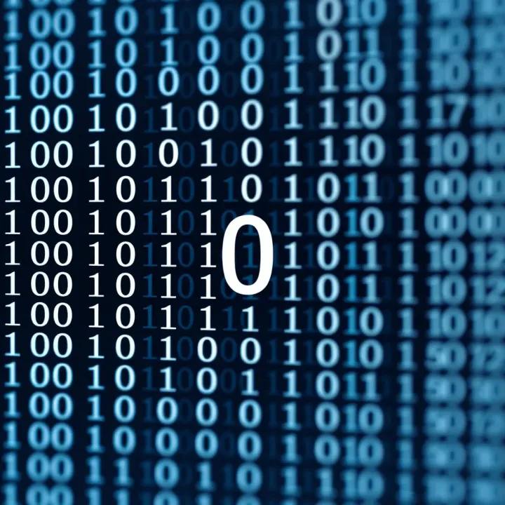Diagram illustrating the binary numbering system with digits zero and one arranged in different positions