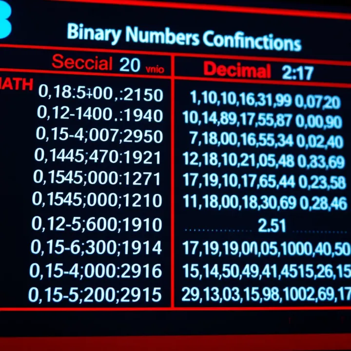 Conversion Between Binary and Decimal Numbers Chart showing conversion between binary system and decimal system with numerical examples