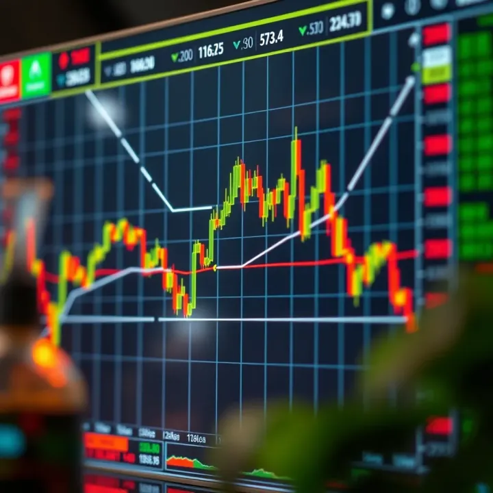 Chart showing upward and downward trends in binary option trading
