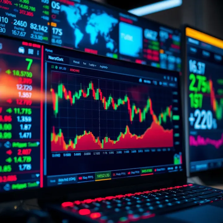 Interface of a digital trading platform displaying binary options and price indicators