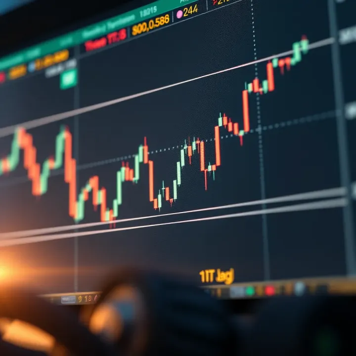 Illustration of financial charts showing asset price movements with upward and downward trends