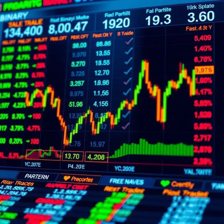 Chart showing binary trading payout percentages and price fluctuations in Nigerian market context