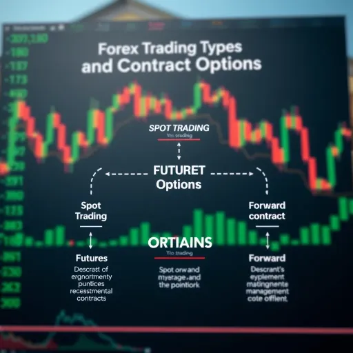 Diagram showing various forex trading types including spot trading, futures, options, and forward contracts