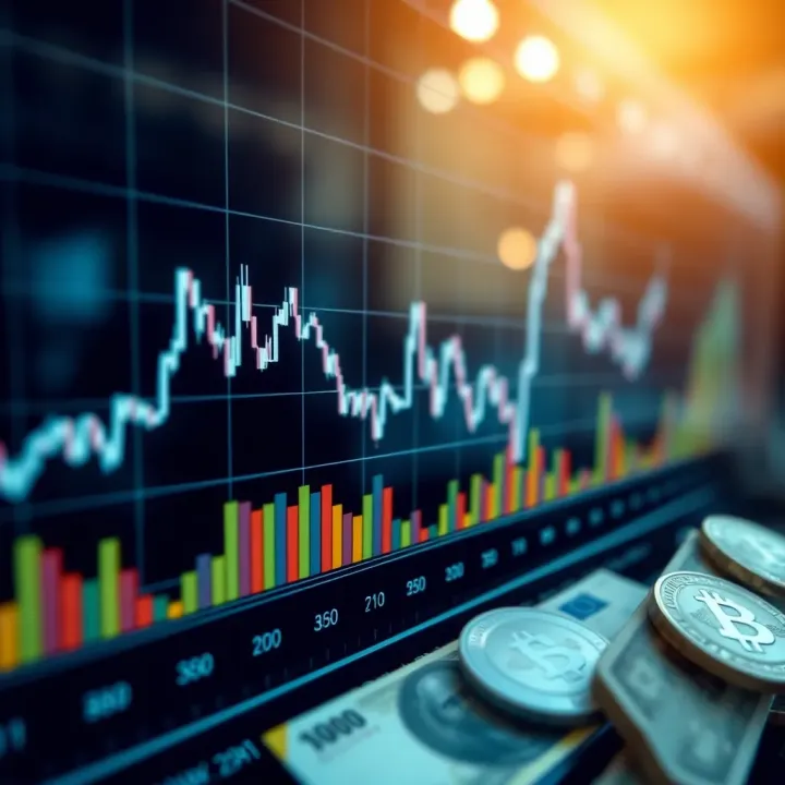 Graph depicting trends in foreign exchange market with Nigerian currency symbols and financial charts
