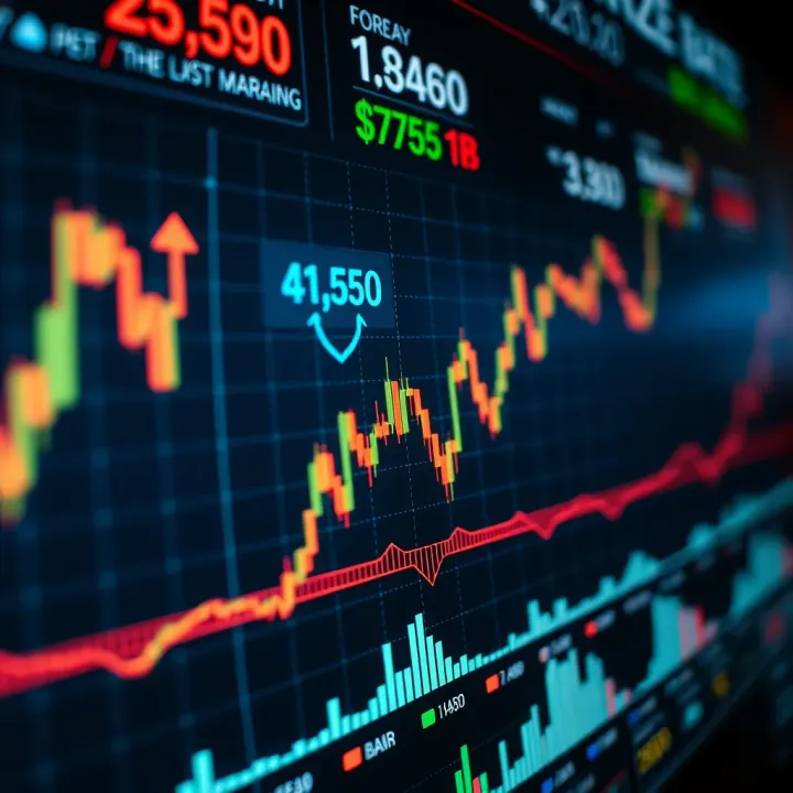 Graph depicting currency exchange rate fluctuations in forex market