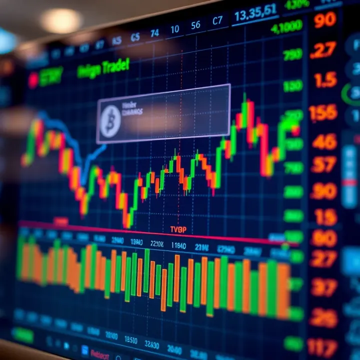 Graph showing currency exchange rate fluctuations on a digital trading platform